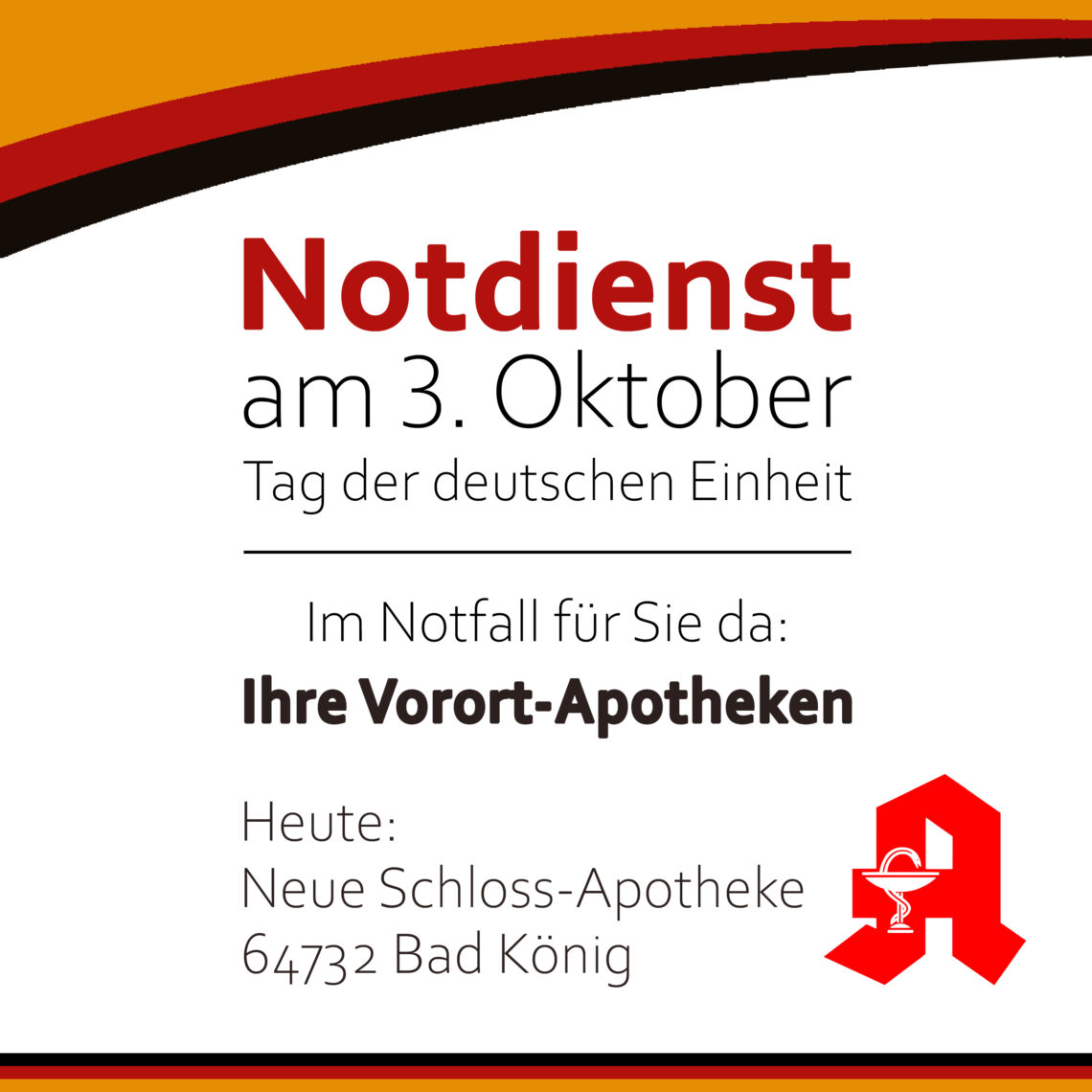 Infografik zum Apotheken-Notdienst am 3. Oktober (Tag der deutschen Einheit).