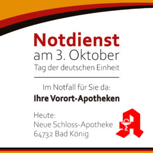 Infografik zum Apotheken-Notdienst am 3. Oktober (Tag der deutschen Einheit).